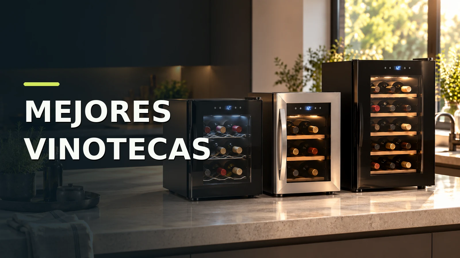 Tres vinotecas pequeñas integradas en una cocina acogedora